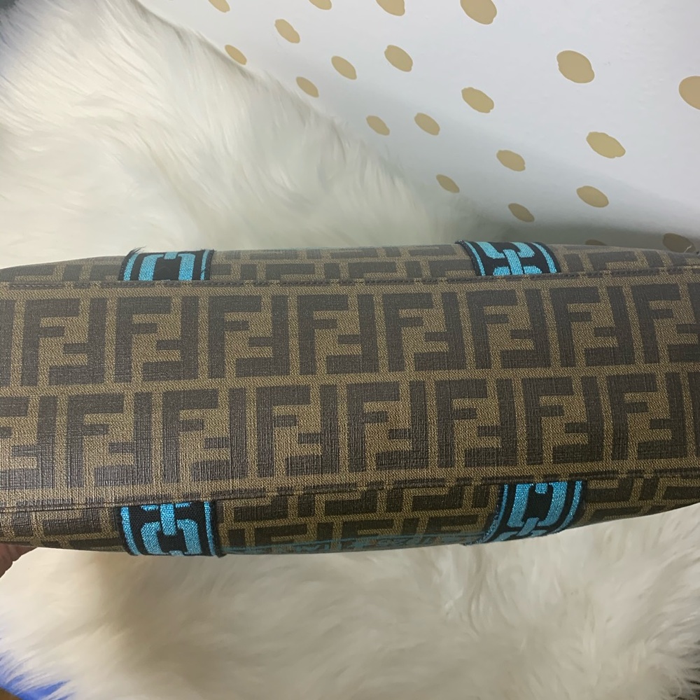 FENDI Zucca Spalmati Palazzo Aqua Print Web Tote - Picture 9 of 14